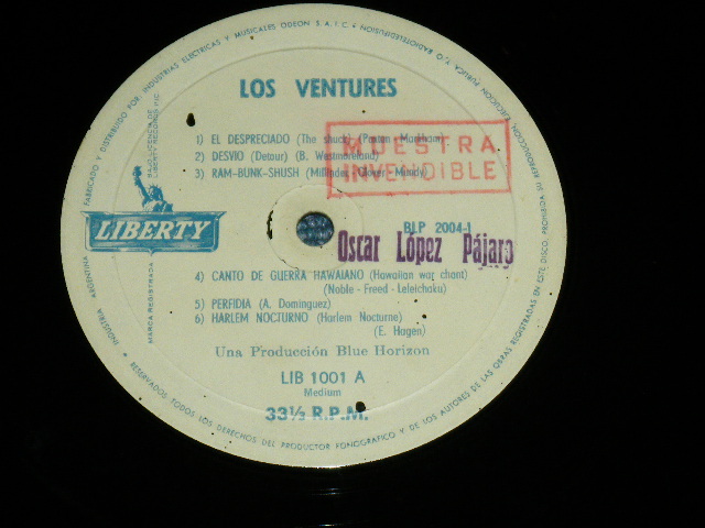 画像: THE VENTURES -  LOS VENTURES  (DEBUT ALBUM in ARGENTINA )  ( Ex/Ex+++ ) / 1961? ARGENTINA  ORIGINAL PROMO MONO  Used  LP 