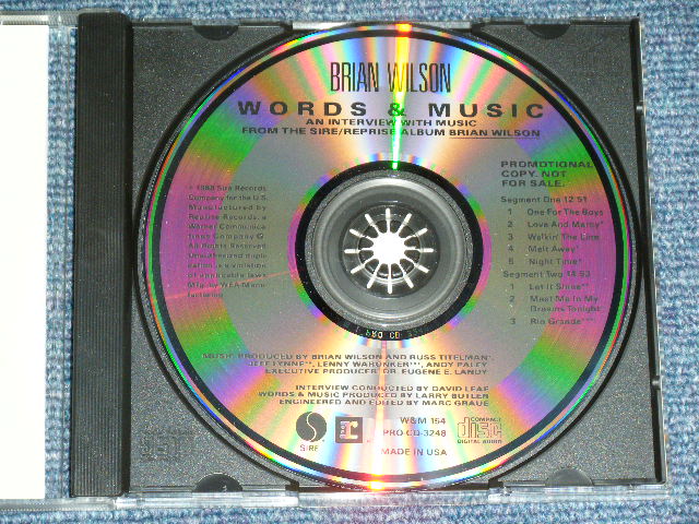 画像: BRIAN WILSON of THE BEACH BOYS - WORDS and MUSIC ( INTERVIEW )  / 1988 US AMERICA ORIGINAL Used CD 
