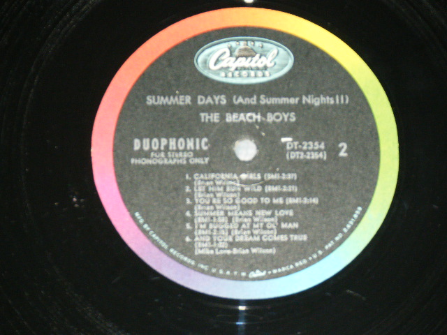 画像: The BEACH BOYS -SUMMER DAYS (Matrix #A)T-1-2354-F1  IAM in TRIANGLE A)T-2-2354-F1  IAM in TRIANGLE) "SCRANTON Master Cut in PENSYLVANIA" (Ex++/Ex++ B-1,2:Ex) / 1965 US AMERICA ORIGINAL 1st Press "BLACK with RAINBOW RING Label" MONO Used LP
