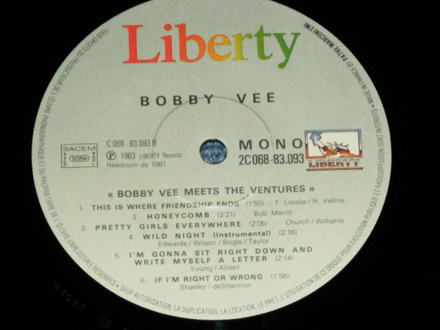 画像: THE VENTURES & BOBBY VEE - BOBBY VEE MEETS THE VENTURES( MINT-/MINT- ) / 1981 FRANCE FRENCH MONO Used  LP 