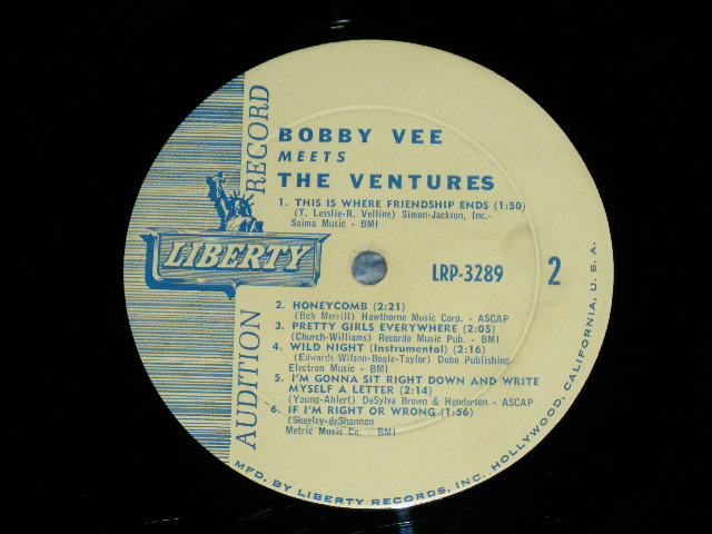 画像: THE VENTURES & BOBBY VEE - BOBBY VEE MEETS THE VENTURES ( Matrix Number  S1/S2 : Ex+/Ex+++ ) / 1963 US AMERICA ORIGINAL AUDITION Label PROMO Used  LP