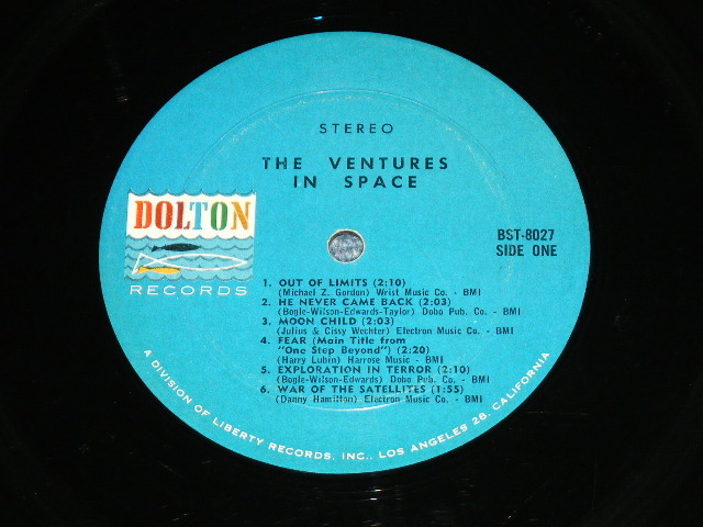 画像: THE VENTURES - IN SPACE (  BLUE with BLACK Ｐｒｉｎｔ　Ｌａｂｅｌ，Ｍａｔｒｉｘン# BST-8027-1/BST-8027-2 Ex-/Ex+ ) / 1964 US ORIGINAL Stereo LP 