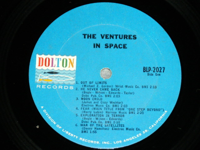 画像: THE VENTURES - IN SPACE (  DARK BLUE with BLACK  Print Label ，Ｍａｔｒｉｘン# BLP-2027 SIDE ONE 1A/BLP-2027 SIDE TWO 1A  Ex+,Ex/Ex+ ) / 1964  US ORIGINAL DARK BLUE with BLACK Print Label  MONO Used LP 