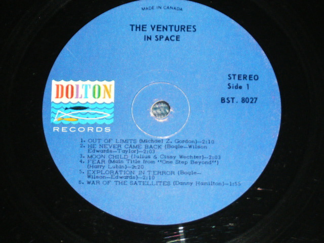 画像: THE VENTURES - IN SPACE (  BLUE with BLACK Print Ｌａｂｅｌ，Ｍａｔｒｉｘン# BST-8027 SIDE 1/BST-8027 SIDE-2  Ex/Ex ) / 1964  CANADA カナダ ORIGINAL  L Stereo Used LP 
