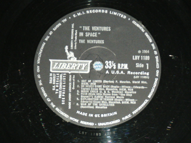 画像: THE VENTURES - IN SPACE (Matrix # LBY 1189 A-1N/LBY 1187Ｂ-1N  Ex+/Ex+) / 1964  UK ENGLAND  ORIGINAL MONO Used LP 