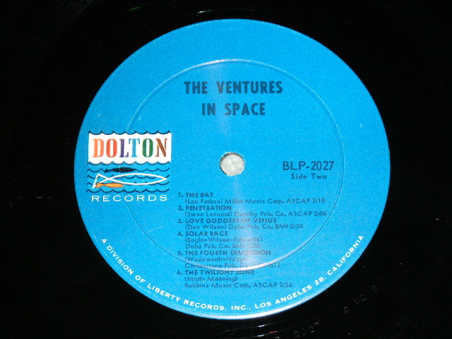 画像: THE VENTURES - IN SPACE (  DARK BLUE with BLACK  Print Label ，Ｍａｔｒｉｘン# BLP-2027-1-SIDE 1/BLP-2027-1-SIDE-2  Ex+/Ex++ ) / 1964  US ORIGINAL DARK BLUE with BLACK Print Label  MONO Used LP 