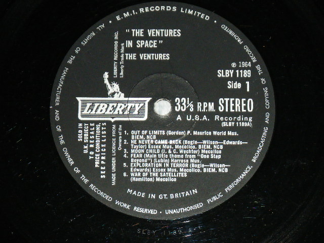 画像: THE VENTURES - IN SPACE (Matrix #  SLBY 1189 A-1/SLBY1187Ｂ-1 Ex,Ex+/Ex+++.Ex) / 1964  UK ENGLAND  ORIGINAL Stereo Used LP 