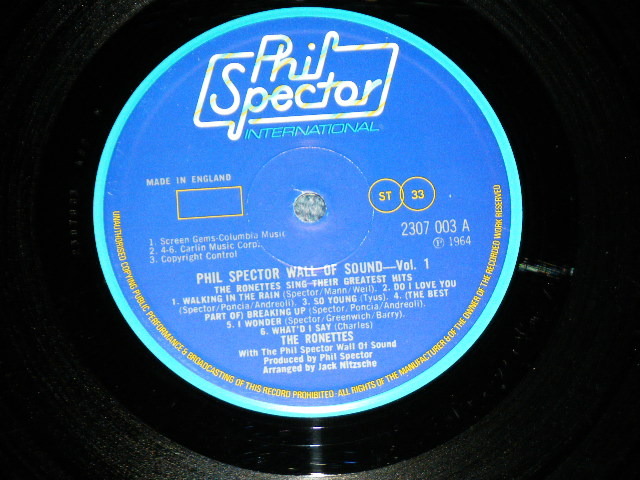 画像: The RONETTES - SING THEIR GREATEST HITS : PHIL SPECTOR WALL OF SOUND VOL.1   ( Ex+/Ex+)  / 1975  UK ENGLAND ORIGINAL STEREO Used LP 