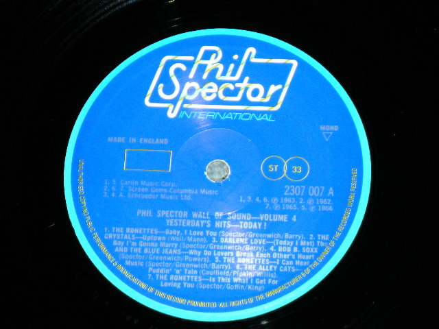 画像: VA ( CRYSTALS+RONETTES+DARLEN LOVE+BOB B.SOXX & THE BLUE JEANS+More )  - YESTERDAY HITS TODAY  PHIL SPECTOR WALL OF SOUND VOL.  ( Ex++/ MINT- )  / 1975  UK ENGLAND ORIGINAL MONO Used LP 