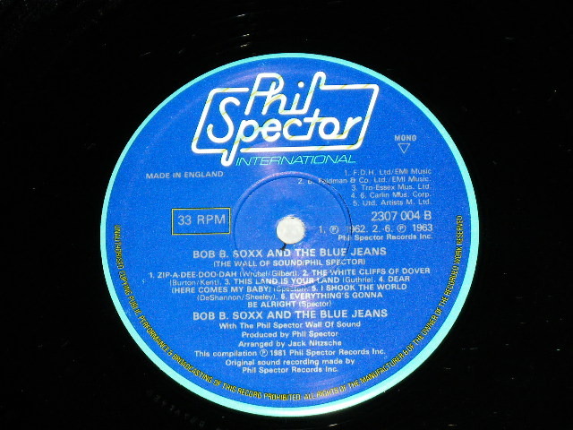 画像: BOB-B-SOXX snd The BLUE JEANS - ZIP-A-DEE DOO DAH : PHIL SPECTOR WALL OF SOUND VOL.2   ( Ex+++/MINT- )  / 1975  UK ENGLAND ORIGINAL MONO Used LP 