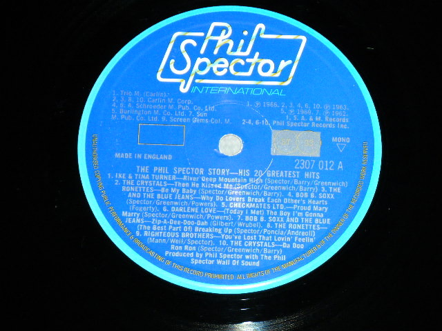 画像:  VA ( IKE & TINA TURNER+CRYSTALS+RONETTES+DARLEN LOVE+More ) - PHIL SPECTOR'S 20 GREATEST HITS ( Ex+++-/ MINT- )  / 1975  UK ENGLAND ORIGINAL MONO Used LP 