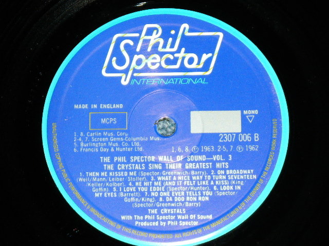 画像: The CRYSTALS - SING THEIR GREATEST HITS : PHIL SPECTOR WALL OF SOUND VOL.3  ( MINT-/ MINT- )  / 1975  UK ENGLAND ORIGINAL MONO Used LP 