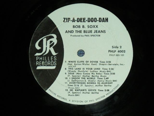 画像: BOB-B-SOXX AND THE BLUE JEANS - ZIP A DEE DOO DAH ( Ex+/Ex++ )  / 1963 US ORIGINAL BLUE LABEL MONO Used  LP 