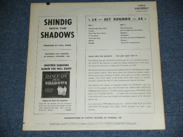 画像: THE SHADOWS - SHINDIG   ( Ex++/EX+++ ) / 1964? CANADA Only ORIGINAL Used LP 