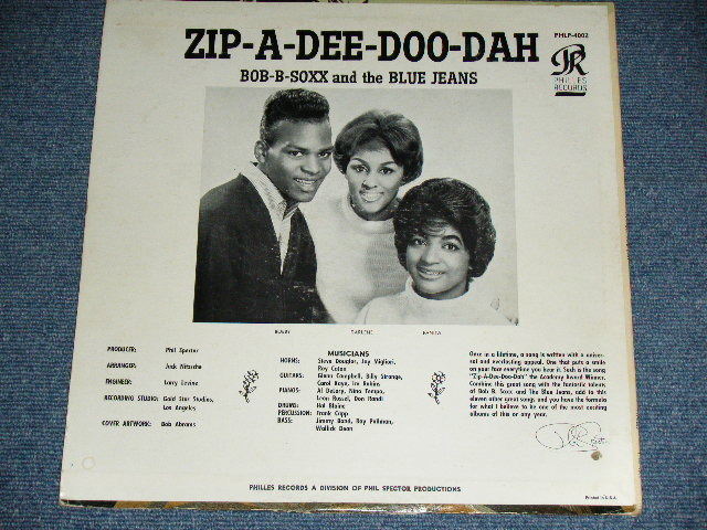 画像: BOB-B-SOXX AND THE BLUE JEANS - ZIP A DEE DOO DAH ( Ex+/Ex++ )  / 1963 US ORIGINAL BLUE LABEL MONO Used  LP 