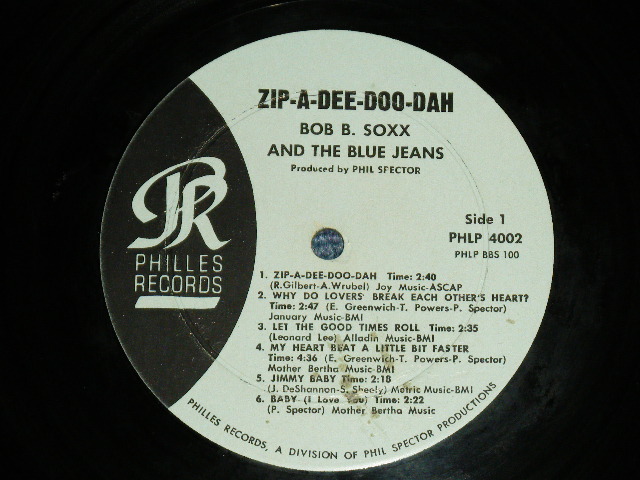 画像: BOB-B-SOXX AND THE BLUE JEANS - ZIP A DEE DOO DAH ( Ex+/Ex++ )  / 1963 US ORIGINAL BLUE LABEL MONO Used  LP 