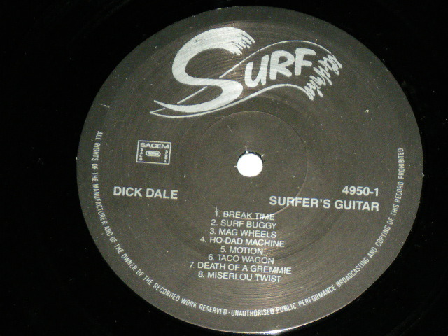 画像: DICK DALE & HIS DEL-TONES - SURF GUITAR / 1980's LUXEMBOURG  ORIGINAL Used  LP 