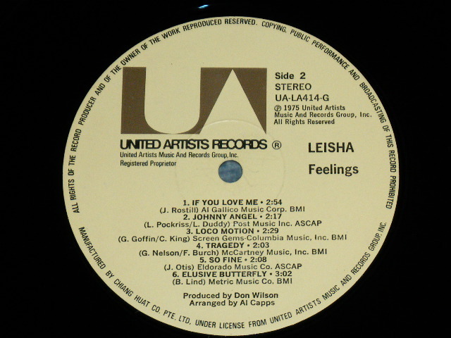 画像: LEISHA ( THE VENTURES ) - FEELINGS ( MINT-/Ex+++ Looks:MINT- ) / 1975 SINGAPORE  ORIGINAL Used  LP 