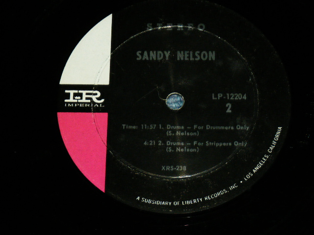 画像: SANDY NELSON -  COMPELLING PERCUSSION ( BLACK with PINK & WHITE  label :  Ex-/Ex ) / 1964? US AMERICA RELEASE Version  STEREO Used  LP 