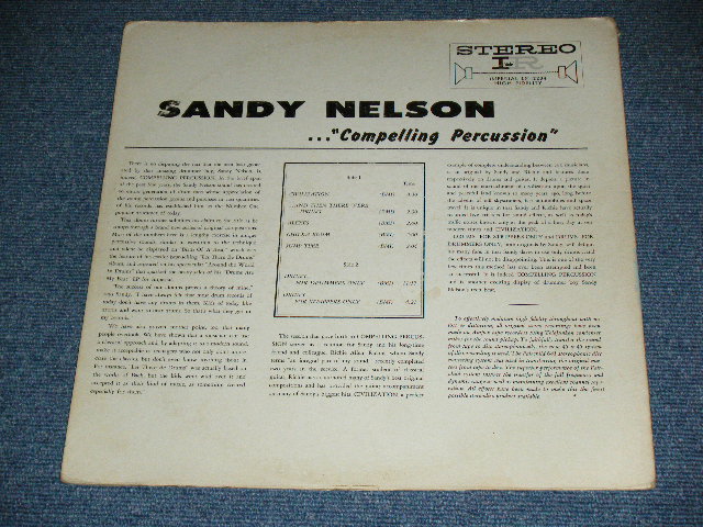 画像: SANDY NELSON -  COMPELLING PERCUSSION ( BLACK with PINK & WHITE  label :  Ex-/Ex ) / 1964? US AMERICA RELEASE Version  STEREO Used  LP 