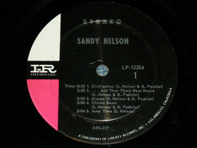 画像: SANDY NELSON -  COMPELLING PERCUSSION ( BLACK with PINK & WHITE  label :  Ex-/Ex ) / 1964? US AMERICA RELEASE Version  STEREO Used  LP 