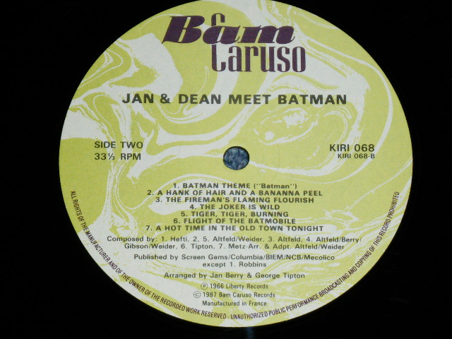 画像: JAN & DEAN -  MEET BATMAN  / 1987 UK ENGLAND  REISSUE Used LP