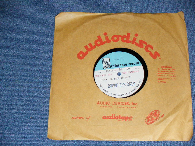 画像: THE SHANNONS ( Produced by MEL TAYLOR of THE VENTURES ) - SO THIS IS LOVE ( "2-12-69" credit version :  Ex+++ )  / 1969 US ORIGINAL One Sided TEST PRESS for   ACETATE  10" Single 