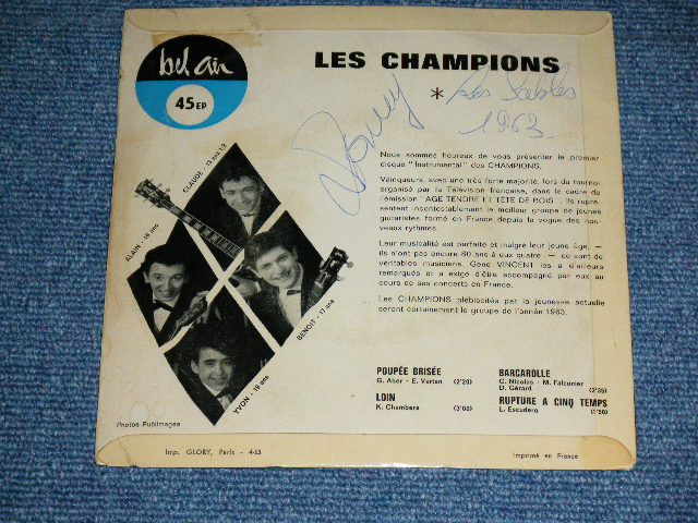 画像: LES CHAMPIONS -  INSTRUMENTAL ( Ex+,Ex/Ex+ )  / 1963 FRANCE FRENCH ORIGINAL Used 7" EP  With Picture Sleeve