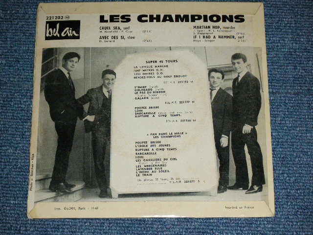 画像: LES CHAMPIONS - CRUEL SEA ( Ex++/Ex++ )  / 1960's FRANCE FRENCH ORIGINAL Used 7" EP  With Picture Sleeve