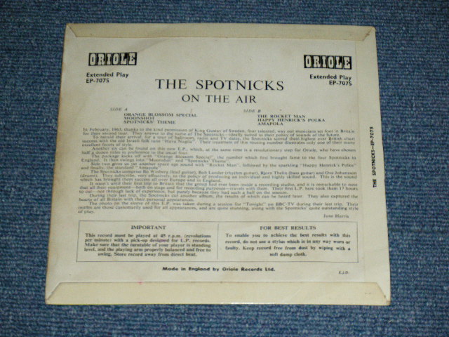 画像: SPOTNICKS, The - ON THE AIR ( Ex++/Ex+++ ) / 1963 UK ENGLAND ORIGINAL Used 7" EP  with PICTURE SLEEVE 