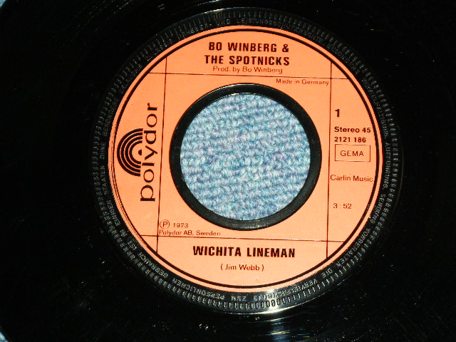 画像: BO WINBERG and The SPOTNICKS, The - WICHITA LINEMAN (Ex-/Ex+++ )  / 1973 WEST-GERMANY GERMAN  ORIGINAL Used 7" Single  with PICTURE SLEEVE 