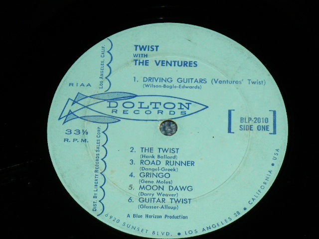 画像: THE VENTURES - TWIST WITH THE VENTURES (Matrix Number ) BLP 2010 -SIDE1-1B   B) BLP 2010-SIDE2-1D) ( Ex-/Ex-  EDSP) / 1962 US ORIGINAL 1st Press " LIGHT BLUE  Label"  MONO Used  LP 