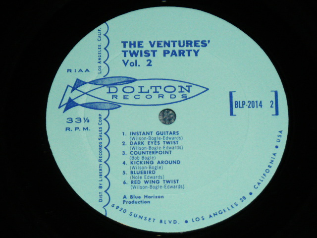 画像: THE VENTURES - TWIST PARTY VOL.2  ( LIGHT BLUE  Label : Matrix Number BLP 2014-1-1A 1- / BLP 2014-2-1C 1- : Ex+,Ex+++/Ex+++ ) / 1962 US ORIGINAL RELEASE VERSION MONO Used  LP 