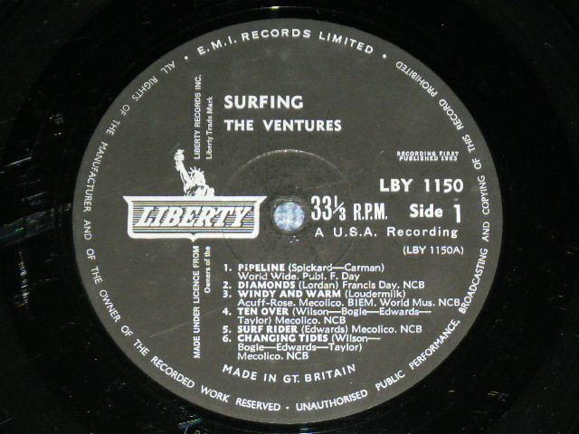 画像: THE VENTURES - SURFING ( Ex++,Ex+/Ex++)  / 1963  UK ENGLAND ORIGINAL MONO Used LP 