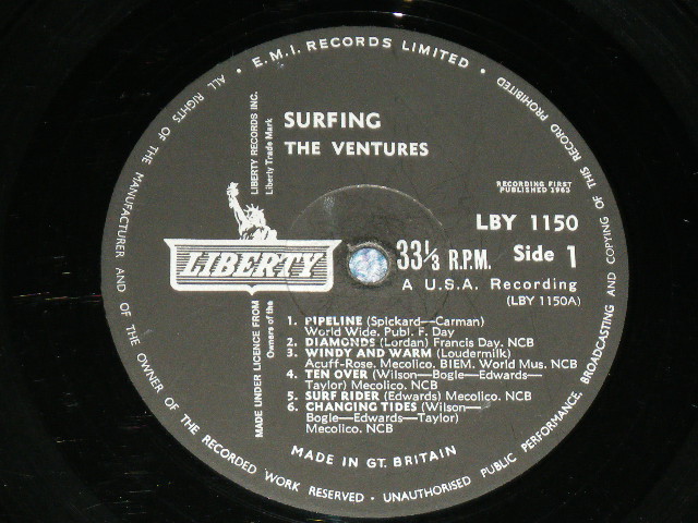 画像: THE VENTURES - SURFING ( VG++/Ex )  / 1963  UK ENGLAND ORIGINAL MONO Used LP 