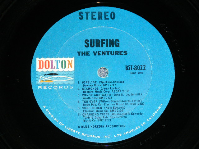 画像: THE VENTURES - SURFING (  '63 Version BLUE with BLACK Print  Label : Matrix Number BST-8022 -1A /  ST-8022  SIDE2 1-C :  Ex+/Ex++ ) / 1963 US ORIGINAL  "BLUE with BLACK Print Label" STEREO Used  LP 