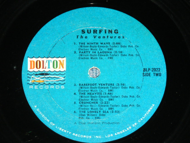 画像: THE VENTURES - SURFING ( '64 Version?  BLUE with BLACK Print  Label : Matrix Number BLP 2022- SIDE#1-(1-A)H/  BLP 2022-SIDE#2-(1-B)H :  Ex+/Ex ) / 1964 Version? US ORIGINAL MONO Used  LP 