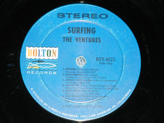 画像: THE VENTURES - SURFING (  '63 Version DARK BLUE with BLACK Print  Label : Matrix Number BST8022  1 SIDE1/  BST-8022 1 SIDE 2 :  Ex/Ex+ ) / 1963 US ORIGINAL  "BLUE with BLACK Print Label" STEREO Used  LP 