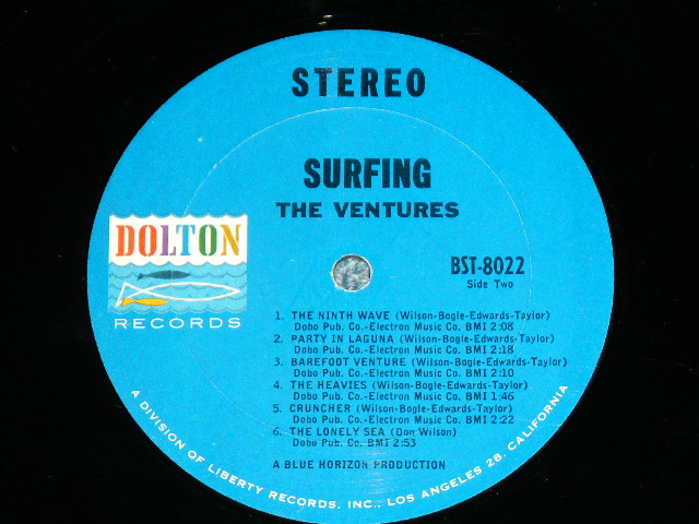 画像: THE VENTURES - SURFING (  '63 Version BLUE with BLACK Print  Label : Matrix Number BST-8022  SIDE 1  1E/  BST-8022  SIDE 2 1D :  Ex++/Ex++ ) / 1963 US ORIGINAL  "BLUE with BLACK Print Label" STEREO Used  LP 