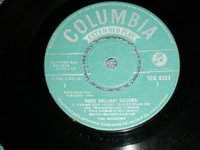 画像: The SHADOWS - THOSE BRILLIANT SHADOWS ( Ex+,Ex-/Ex+ ) / 1964 INDIA ORIGINAL "GREEN Label" Used 7" EP