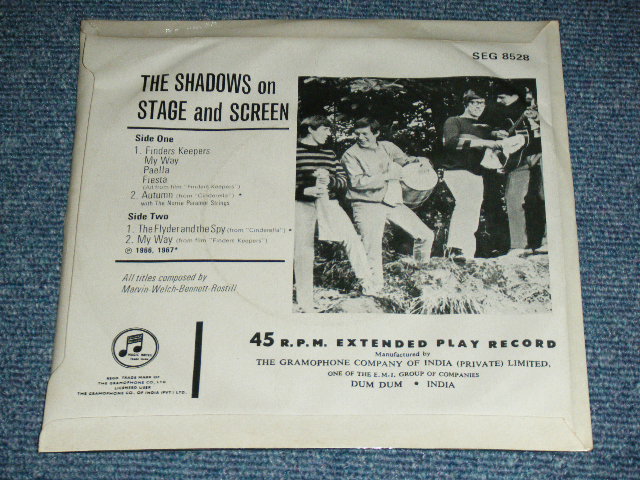 画像: The SHADOWS - ON STAGE AND SCREEN ( Ex++,Ex+/Ex+++ ) / 1967 INDIA ORIGINAL "GREEN Label" Used 7" EP