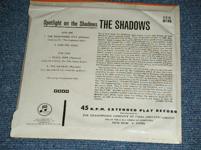 画像: The SHADOWS - SPOTLIGHT ON ( VG++/Ex+ ) / 1962 INDIA ORIGINAL "GREEN Label" Used 7" EP