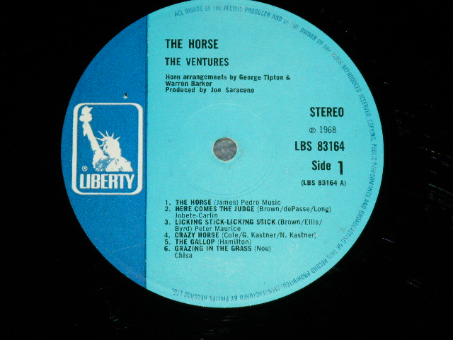 画像: THE VENTURES -  THE HORSE (  Ex++/Ex+,Ex ) / 1968 UK ENGLAND ORIGINAL Used  LP 