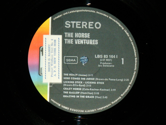 画像: THE VENTURES -  THE HORSE (  Ex+++,Ex+/MINT- ) / 1968 GERMAN GERMANY ORIGINAL Used  LP 