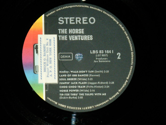 画像: THE VENTURES -  THE HORSE (  Ex+++,Ex+/MINT- ) / 1968 GERMAN GERMANY ORIGINAL Used  LP 