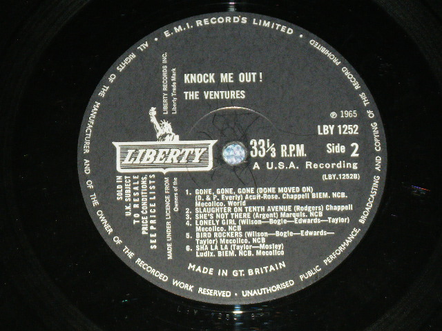 画像: THE VENTURES - KNOCK ME OUT ( Without or NONE  "TOMORROW'S LOVE" Version : Ex++/Ex+++,Ex++ ) / 1968? Version UK ENGLAND ORIGINAL Small  MONO credit Used  LP 