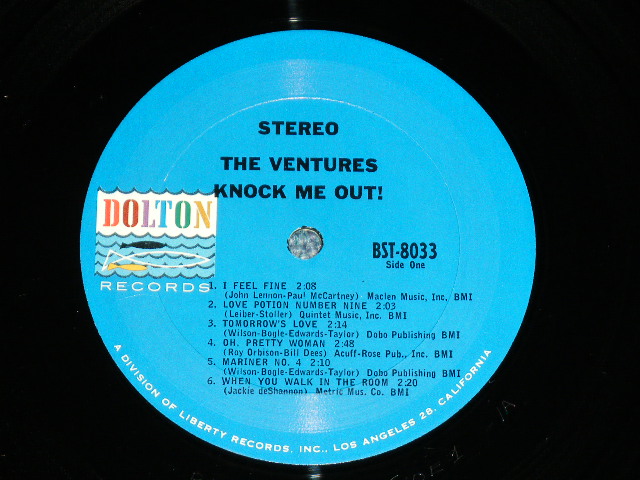 画像: THE VENTURES - KNOCK ME OUT (  US AMERICA ORIGINAL "BLUE with BLACK Print  Label :Without or NONE "TOMORROW'S LOVE" Version :  Matrix Number BST-8033-2  SIDE-1 1A/  BST-8033  SIDE-2-1A   : Ex++/Ex+++ ) / 1965 US ORIGINAL "BLUE with BLACK BLACK Print Label" STEREO Used  LP 
