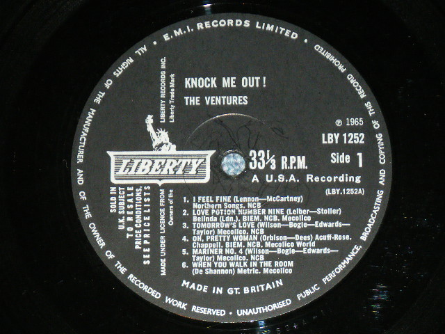 画像: THE VENTURES - KNOCK ME OUT ( Without or NONE  "TOMORROW'S LOVE" Version : Ex++/Ex+++,Ex++ ) / 1968? Version UK ENGLAND ORIGINAL Small  MONO credit Used  LP 