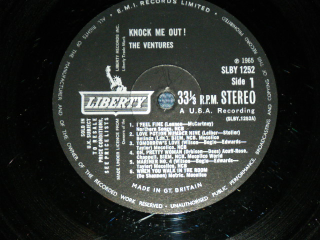 画像: THE VENTURES - KNOCK ME OUT ( Without or NONE  "TOMORROW'S LOVE" Version : VG+++/POOR) / 1965 UK ENGLAND ORIGINAL Large STEREO credit Used  LP 