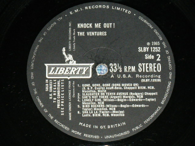 画像: THE VENTURES - KNOCK ME OUT ( Without or NONE  "TOMORROW'S LOVE" Version : Ex++/MINT- ) / 1968? Version UK ENGLAND ORIGINAL Small STEREO credit Used  LP 